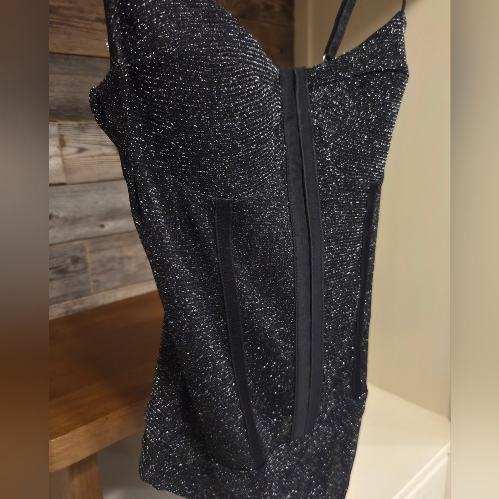 Free People Black Shimmer Night Rhythm Sexy & Sultry Bodysuit!! - Picture 14 of 16